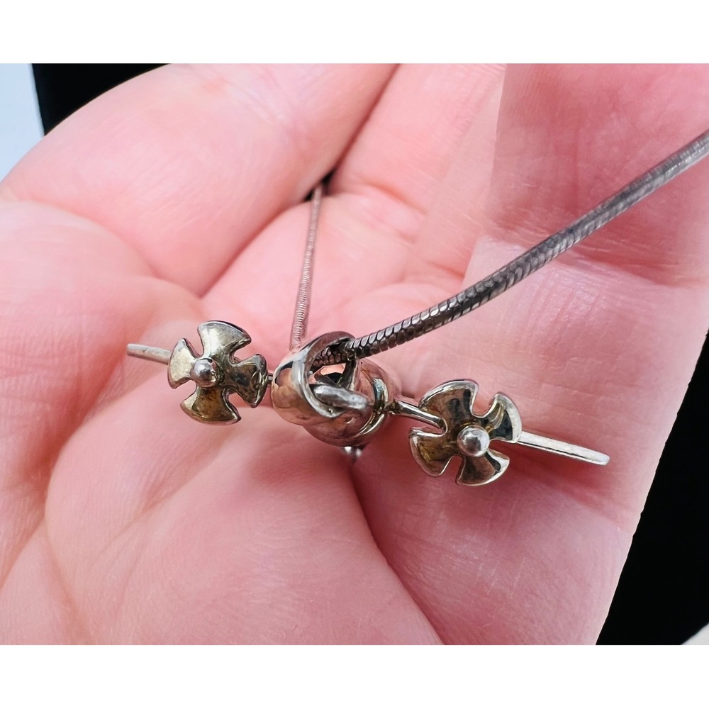 Vintage Sterling Silver Airplane Pendant Necklace 18in Snake Chain Italy - Picture 6 of 9